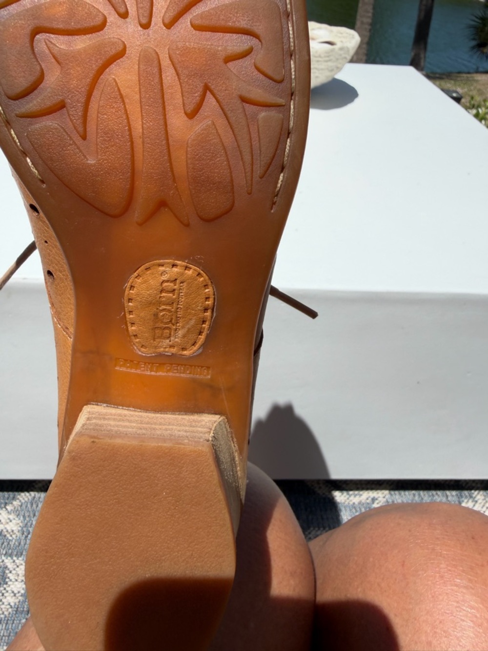 Born Women's Tan Perforated Leather Lace-Up Flats - Picture 10 of 12